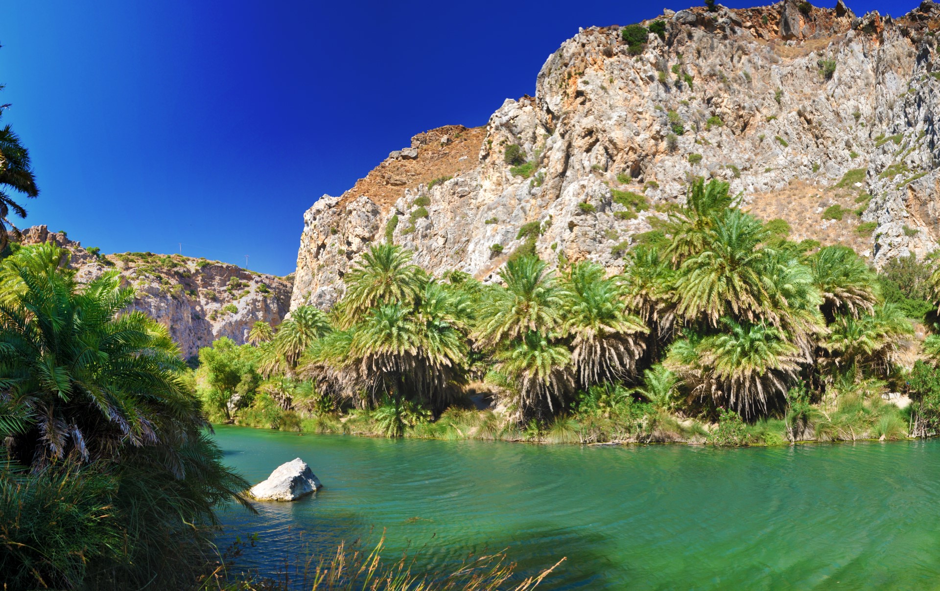 Palmenhain und Fluss von Preveli